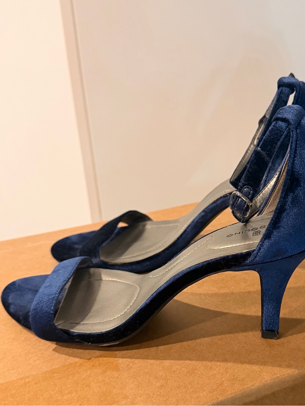 Bandolino Navy Velvet Ankle-Strap Heels